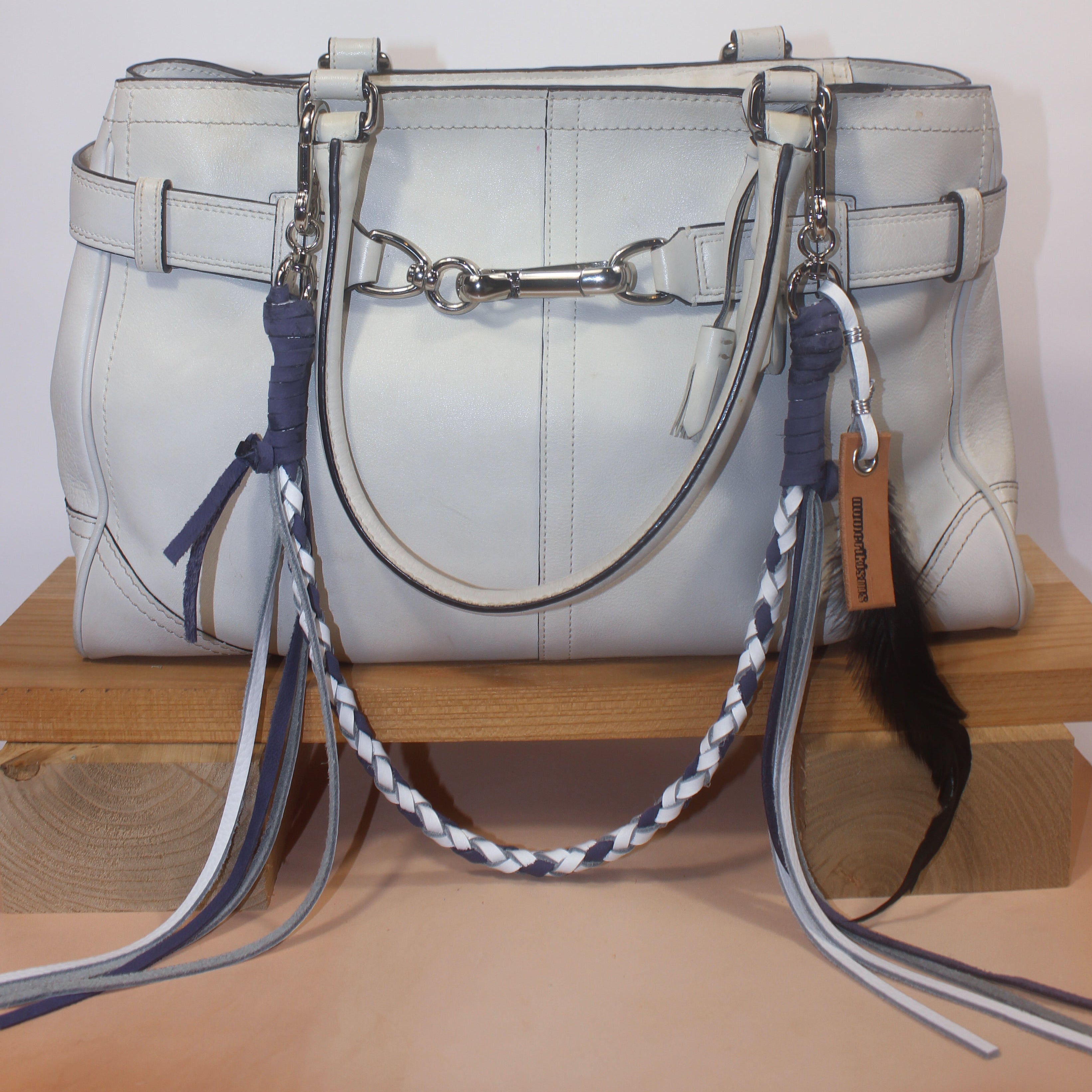 Leather Bag Chain<br>"Blueberry Yogurt"